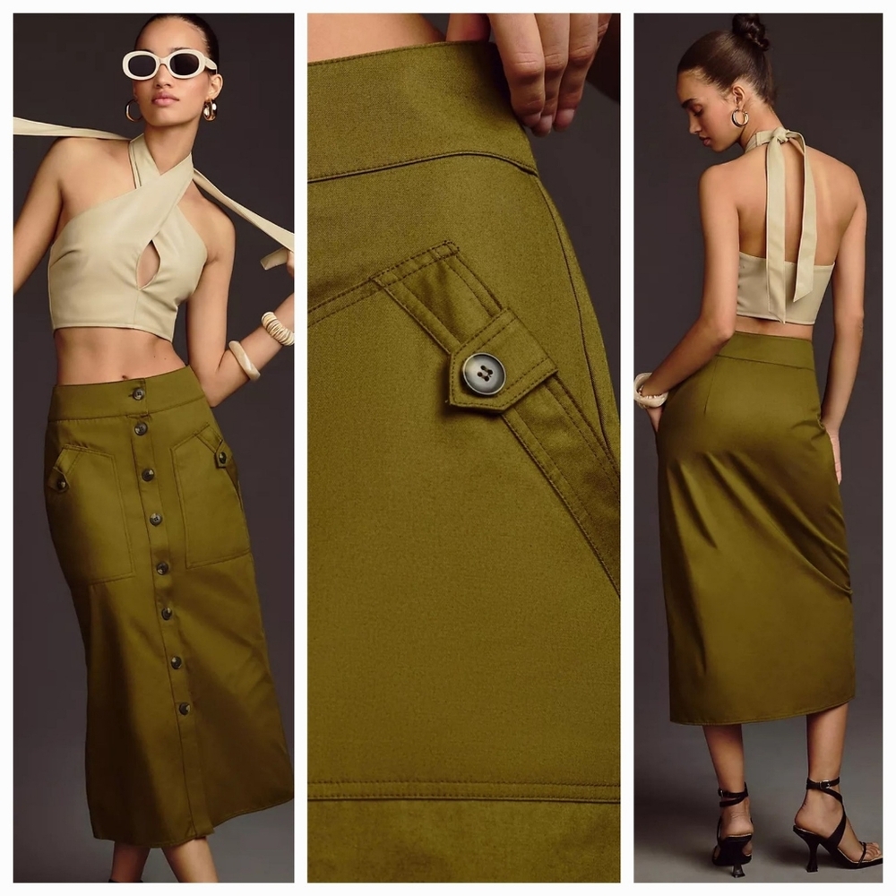 Anthropologie Maeve Buttondown Cargo Skirt